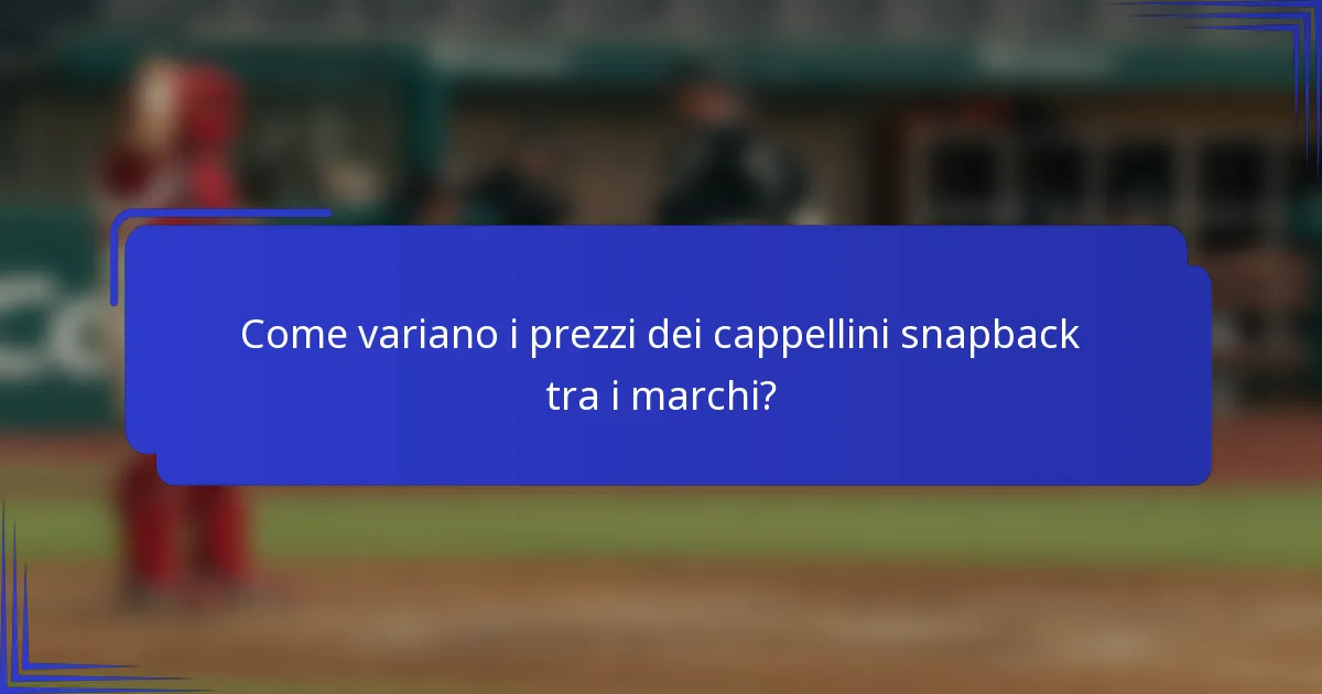 Come variano i prezzi dei cappellini snapback tra i marchi?