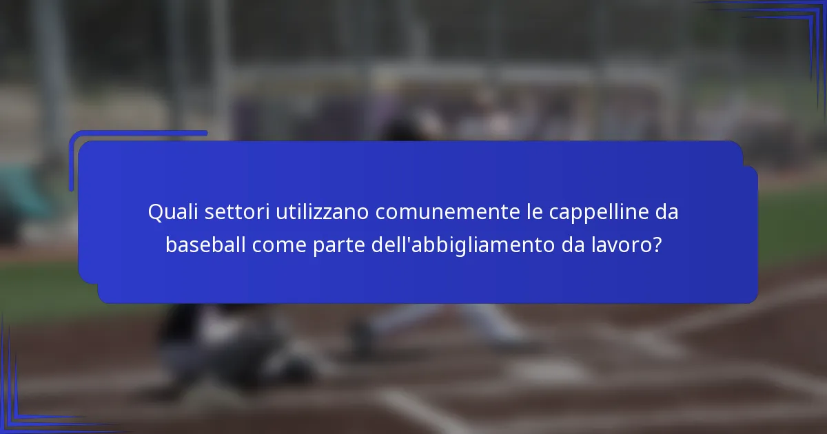 Quali settori utilizzano comunemente le cappelline da baseball come parte dell'abbigliamento da lavoro?