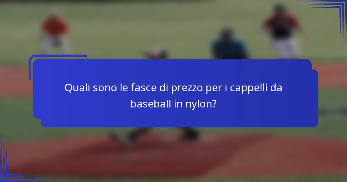 Quali sono le fasce di prezzo per i cappelli da baseball in nylon?